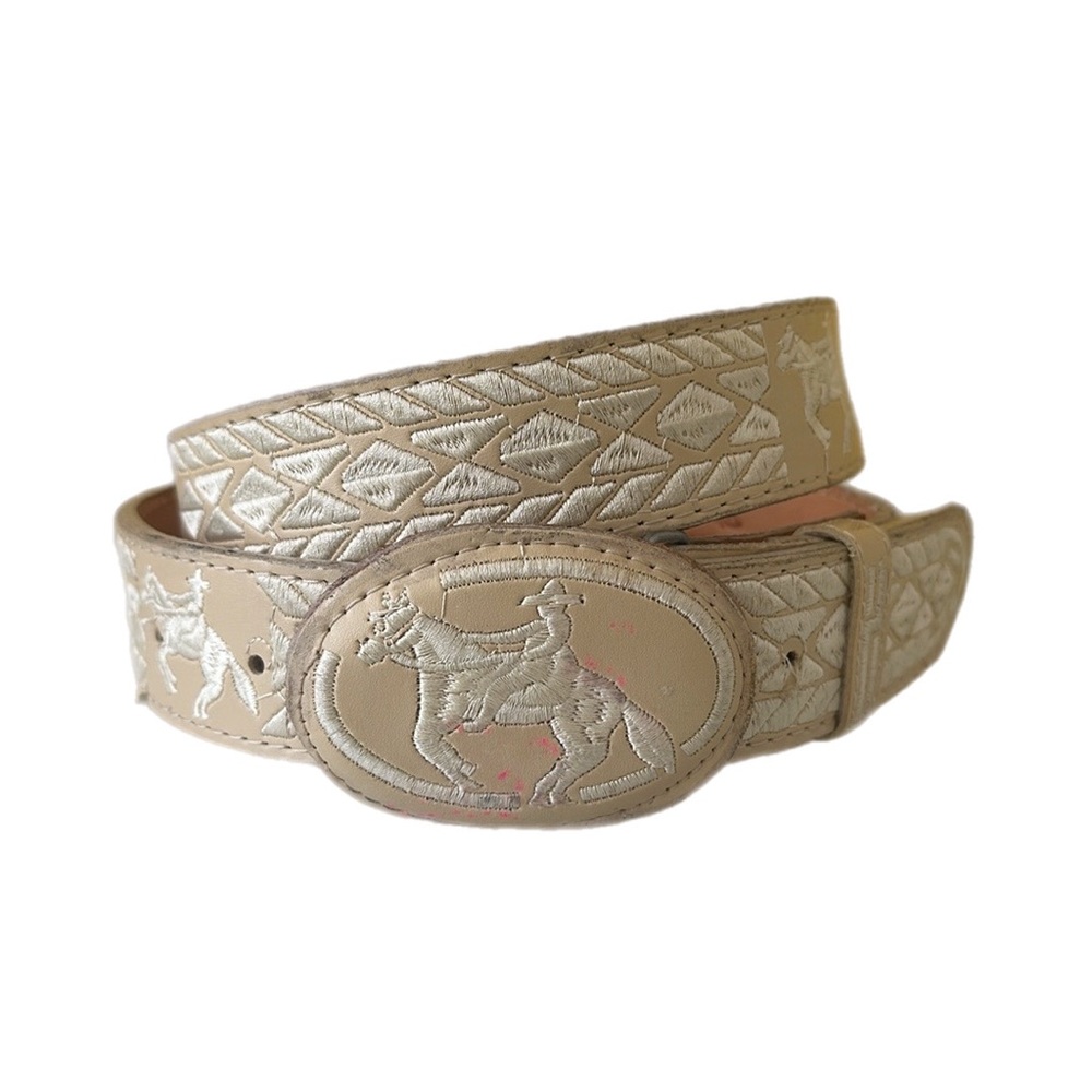 Handmade in Mexico Embroidered Cowboy Leather Western Belt Size 42-44